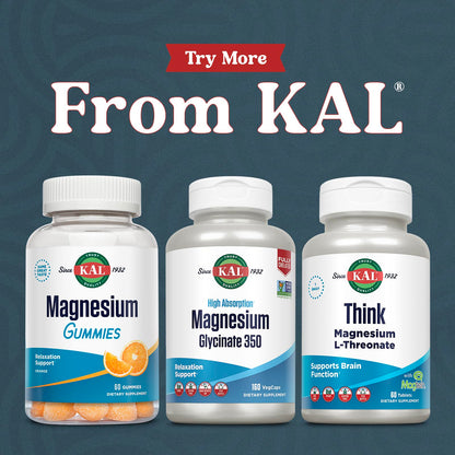 KAL Magnesium Glycinate Capsules | Chelated Mg Bisglycinate, High Absorption
