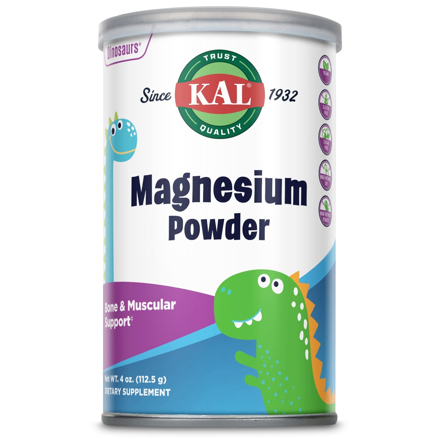 KAL Magnesium Powder for Kids - Pure Magnesium Citrate, 90 Servings, 4 oz