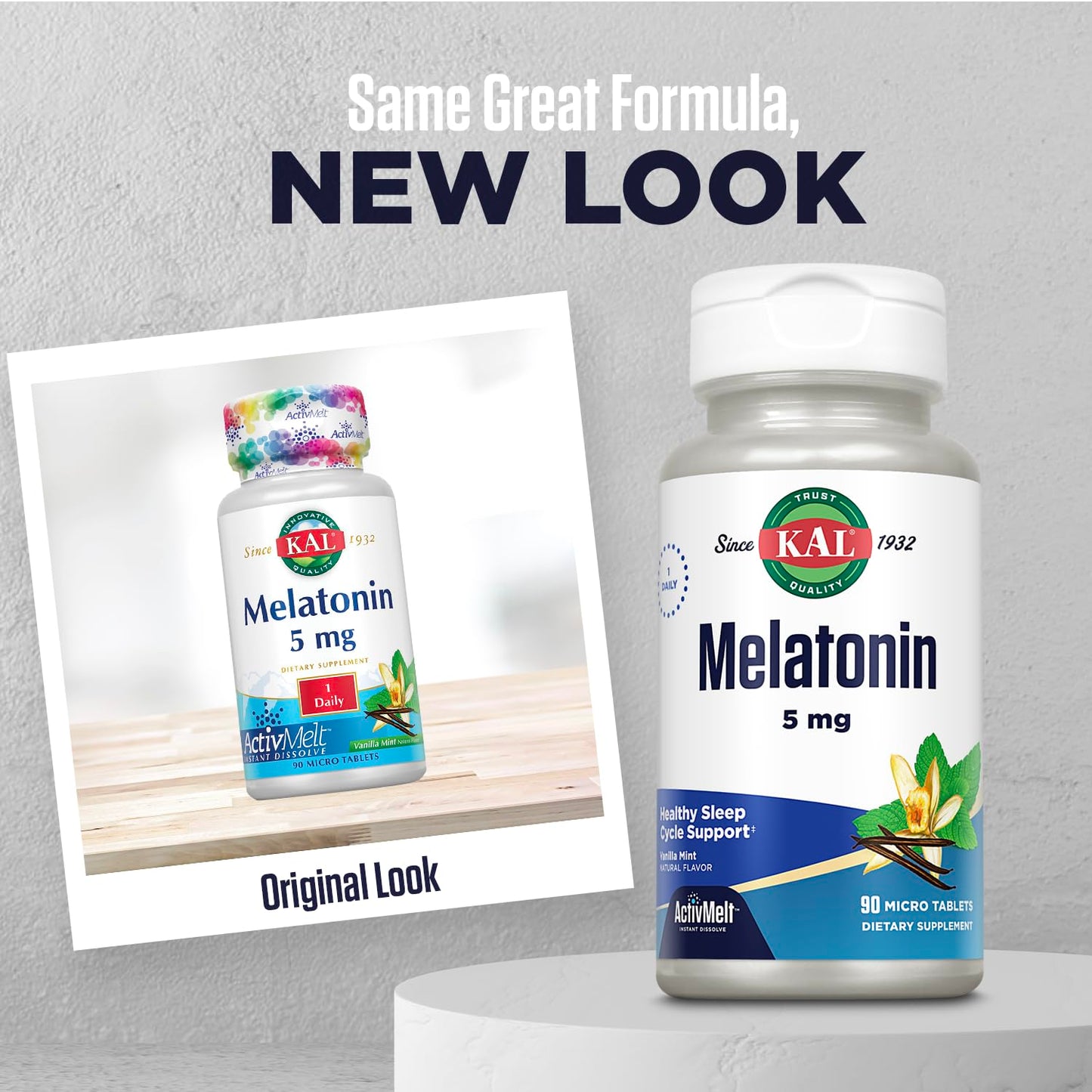 KAL Melatonin 5 mg Sleep Aid – 90 Veg Micro Tablets, Vanilla Mint