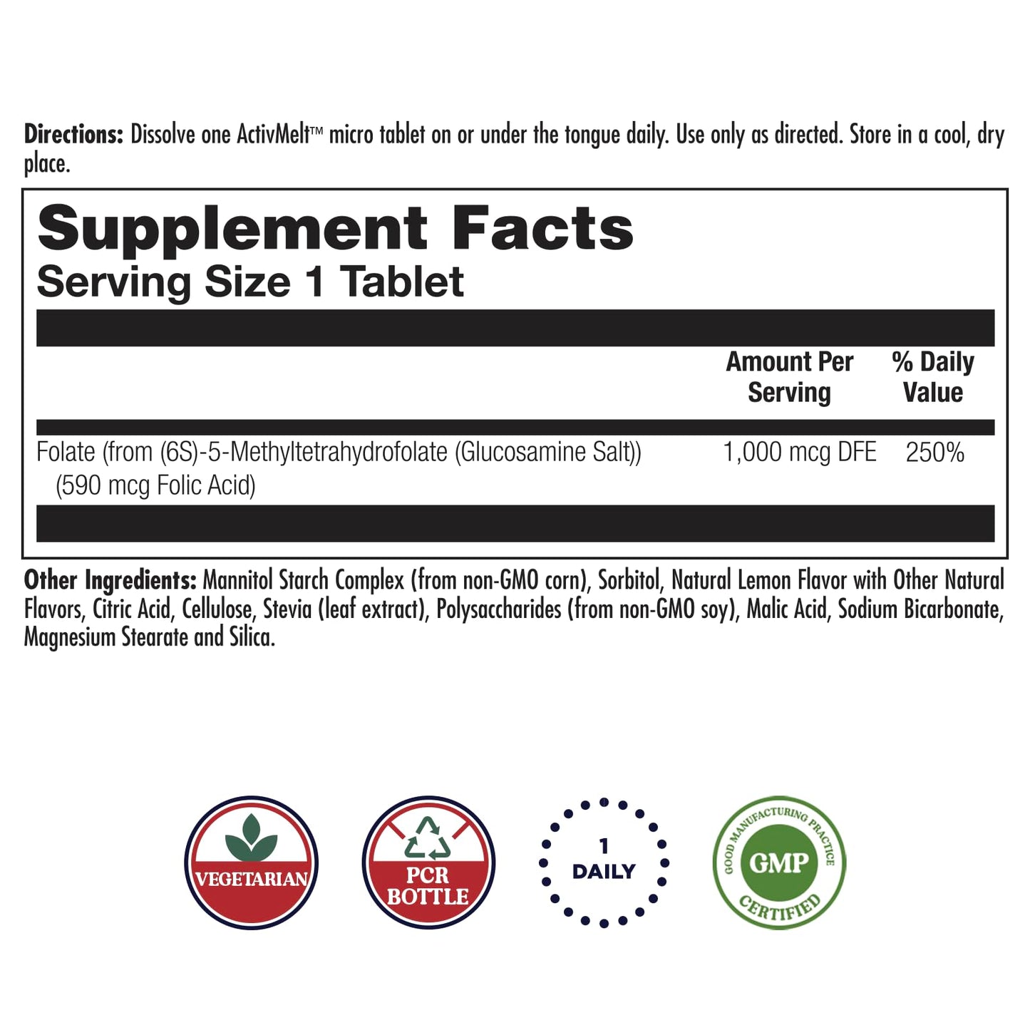 KAL Methyl Folate 1000 mcg (5-MTHF) – ActivMelt Lemon | Heart Health, Prenatal & Mood & Brain Support