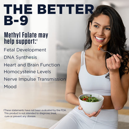 KAL Methyl Folate 800 mcg DFE (5-MTHF) ActivTab – Heart Health, Prenatal & Mood Support | 90 Servings