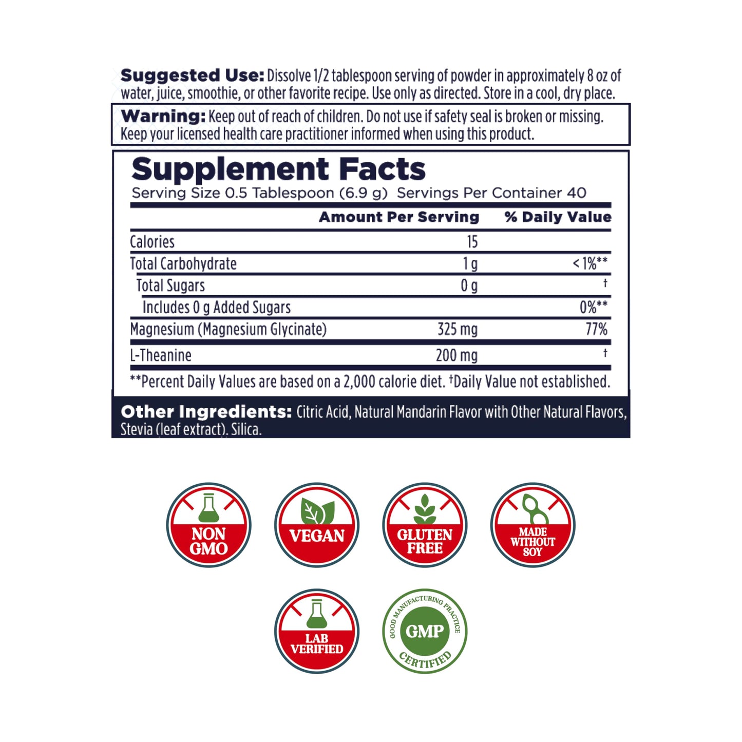 KAL Mood Magnesium Powder with L-Theanine – Mandarin Flavor | Relaxation & High Absorption (40 Servings, 9.8 oz)