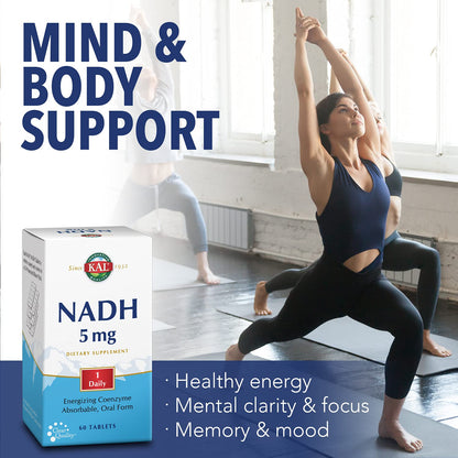 KAL NADH 5mg 60ct – NADH Brain Support (60 Tablets, 60 Serv)