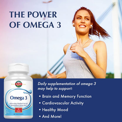 KAL 180/120 1000 mg Omega-3 Fish Oil — 60 Softgels (EPA 180 mg, DHA 120 mg)