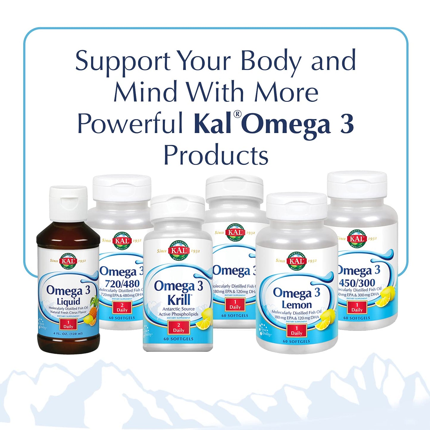 KAL 180/120 1000 mg Omega-3 Fish Oil — 60 Softgels (EPA 180 mg, DHA 120 mg)