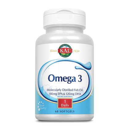 KAL 180/120 1000 mg Omega-3 Fish Oil — 60 Softgels (EPA 180 mg, DHA 120 mg)