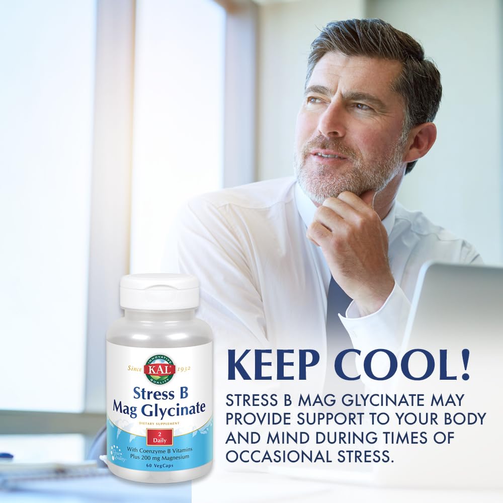KAL Stress B Mag Glycinate - B-Complex with Magnesium Glycinate, 60 VegCaps