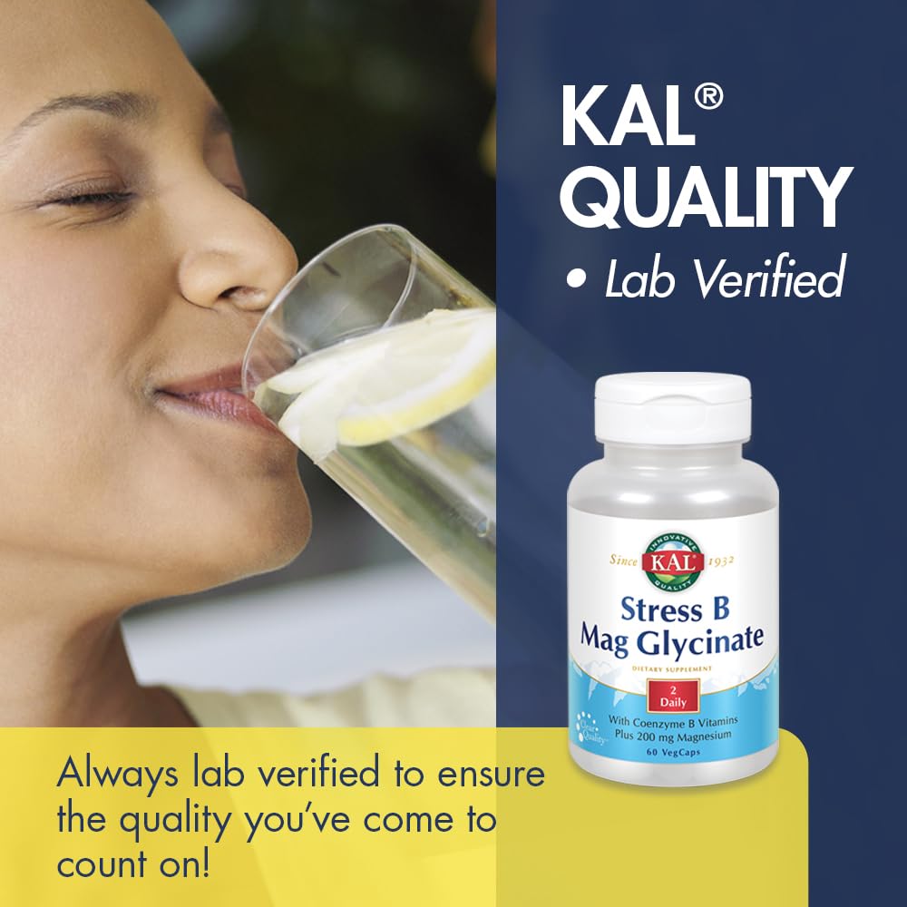 KAL Stress B Mag Glycinate - B-Complex with Magnesium Glycinate, 60 VegCaps