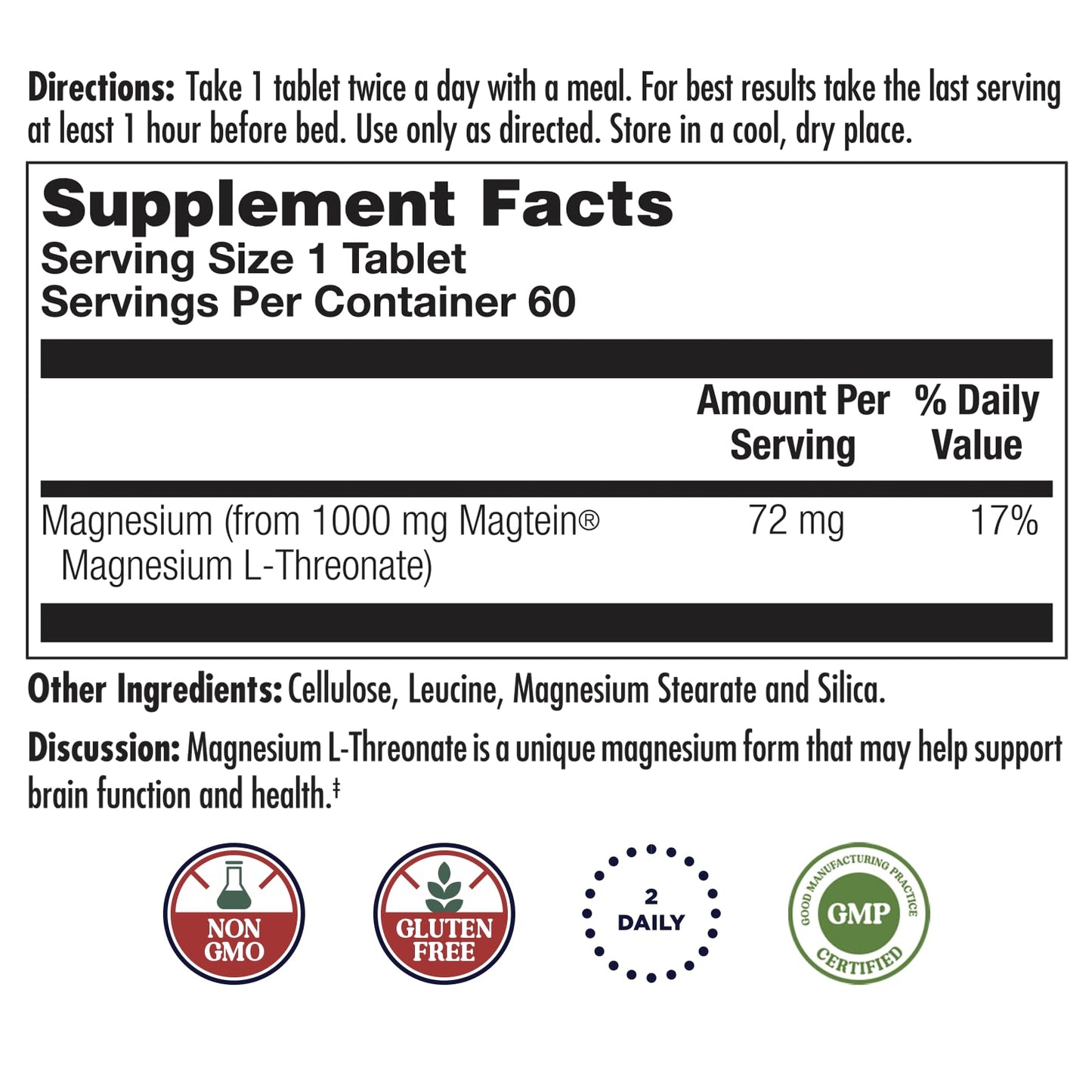KAL Think Magnesium L-Threonate 2000 mg | Brain Health, Learning & Memory
