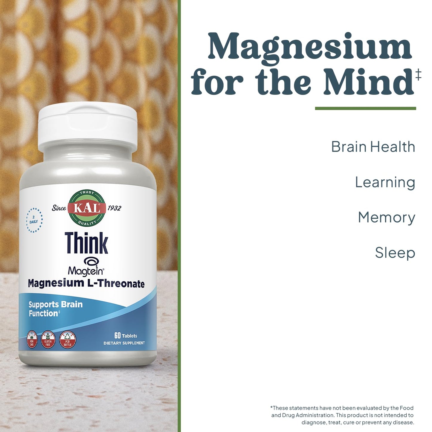 KAL Think Magnesium L-Threonate 2000 mg | Brain Health, Learning & Memory