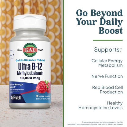 KAL Ultra B12 10,000 mcg – High Potency Methylcobalamin Vitamin B-12