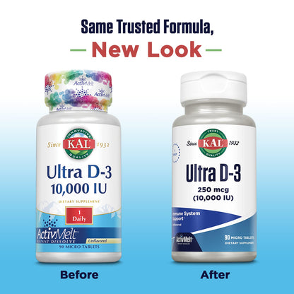KAL Ultra Vitamin D3 250 mcg (10000 IU) – High Potency D3, Immune Support, Bone Health | ActivMelt