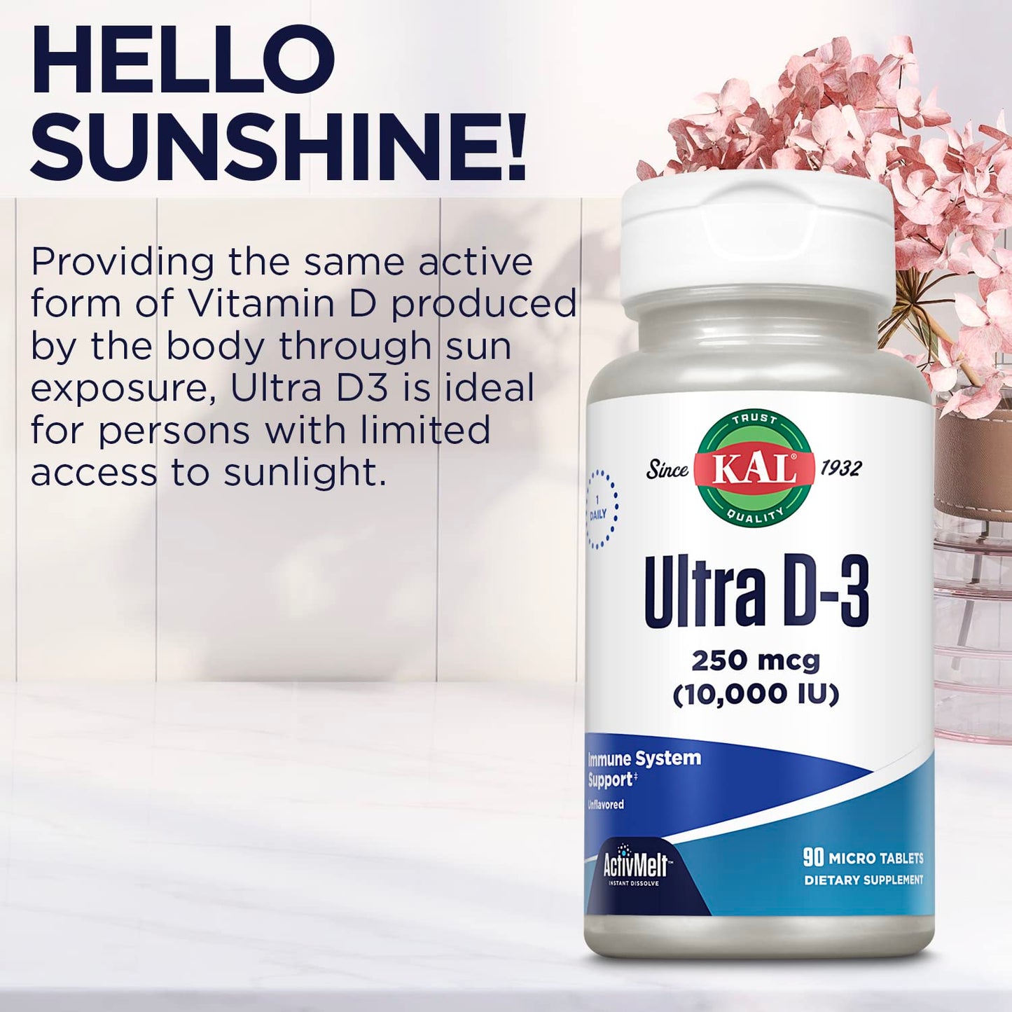 KAL Ultra Vitamin D3 250 mcg (10000 IU) – High Potency D3, Immune Support, Bone Health | ActivMelt