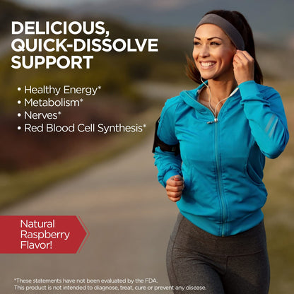 KAL Vitamin B12 Methylcobalamin 5000mcg | ActivMelt Fast-Dissolve, Raspberry Flavor, 90 Servings