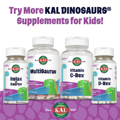 KAL Vitamin D-Rex Kids Chewables – Vitamin D3 400 IU, Bubble Gum, 90 Servings