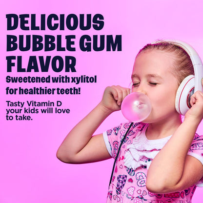 KAL Vitamin D-Rex Kids Chewables – Vitamin D3 400 IU, Bubble Gum, 90 Servings