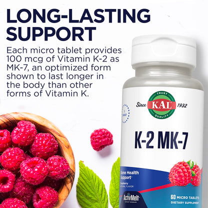 KAL Vitamin K2 MK7 ActivMelt 100 mcg – Bone & Heart Health, Vegan