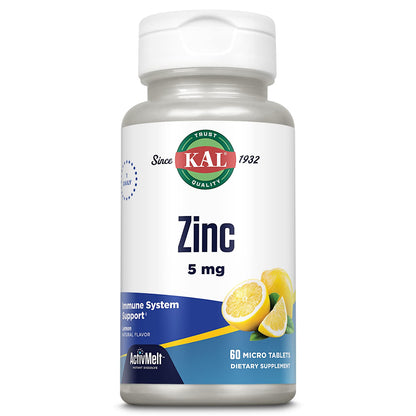 KAL Zinc 5mg ActivMelt – Immune Support Micro Tabs, Lemon Flavor, 60-Day Guarantee