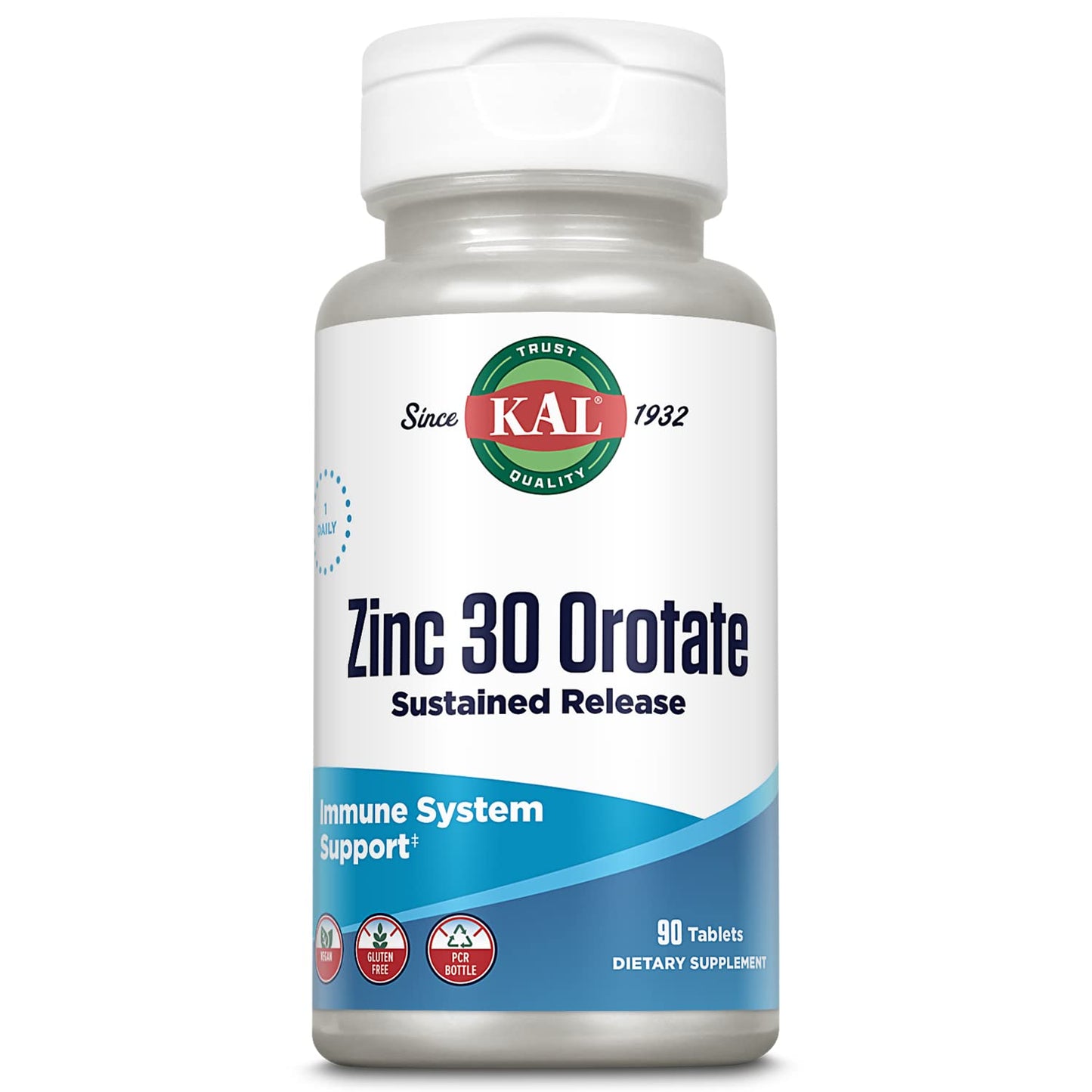 KAL Zinc Orotate 30mg – Sustained Release Zinc Tablets for Immune Support | Vegan & Gluten Free