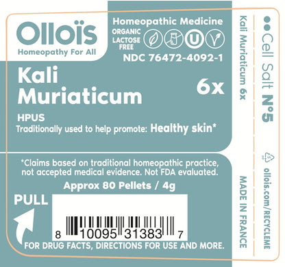 Kali Muriaticum - OLLOIS - Organic & Vegan, Kosher certified, Cell Salt #5 (approx. 80 pellets)