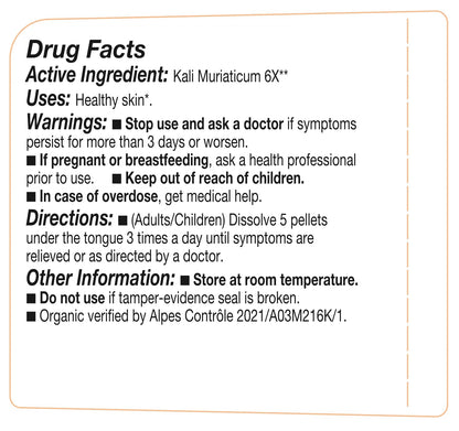 Kali Muriaticum - OLLOIS - Organic & Vegan, Kosher certified, Cell Salt #5 (approx. 80 pellets)
