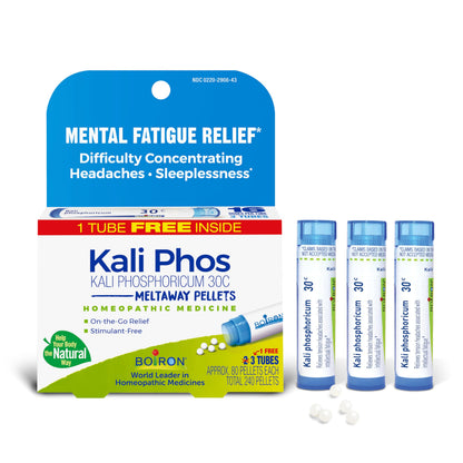 Boiron Kali Phosphoricum 30C – Homeopathic Medicine for Headaches, Sleeplessness & Fatigue (3 Count, 240 Pellets)
