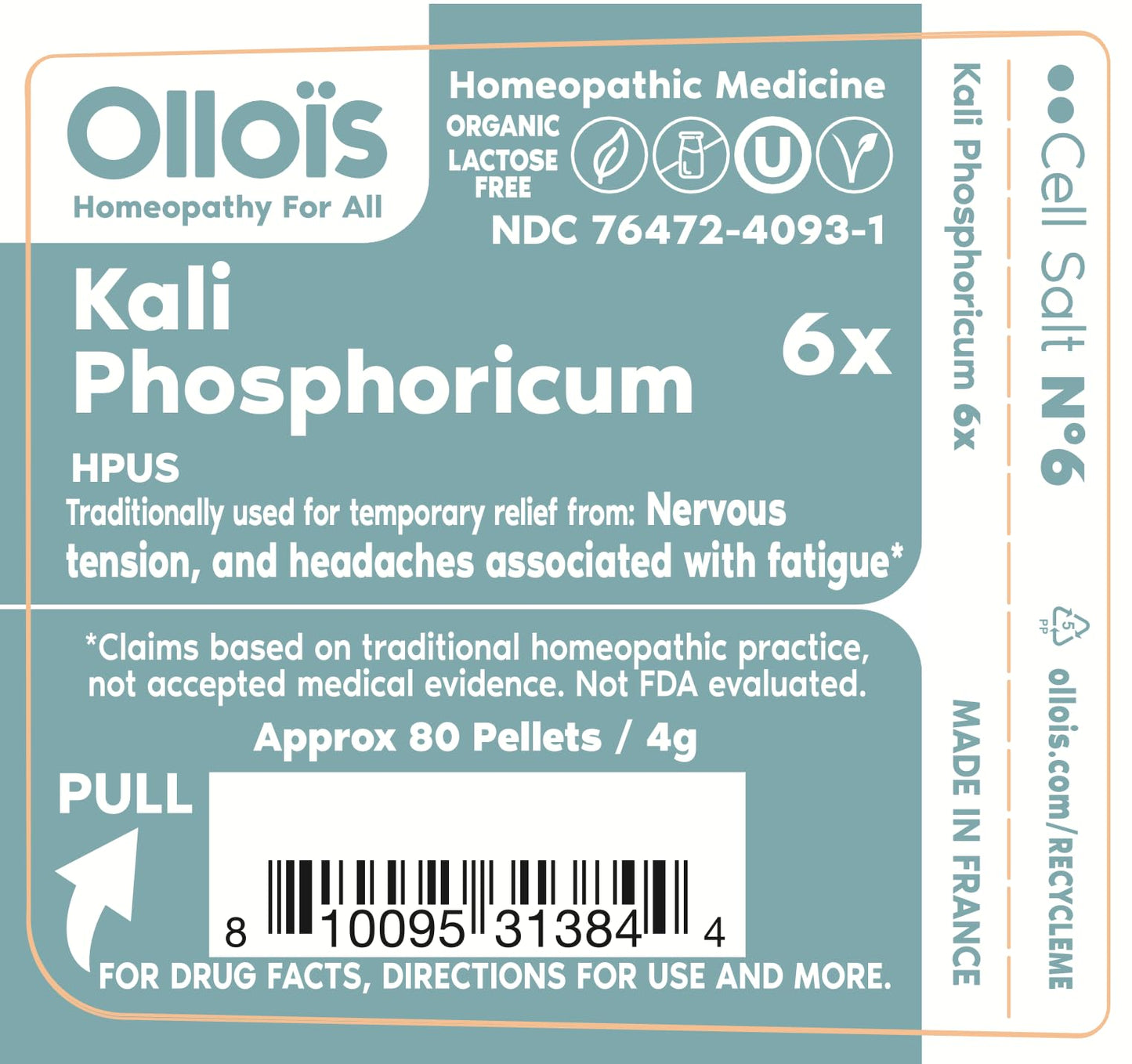 Kali Phosphoricum 6X OLLOIS - Organic & Vegan Cell Salt #6 (Pack of 3)