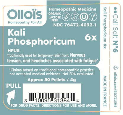 Kali Phosphoricum- OLLOIS - Organic & Vegan, Kosher Certified, Cell Salt #6 (Approx. 80 pellets)