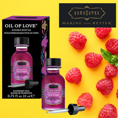 Kama Sutra Oil of Love Raspberry Kiss – Kissable Warming Foreplay Oil