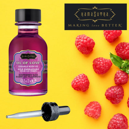 Kama Sutra Oil of Love Raspberry Kiss – Kissable Warming Foreplay Oil
