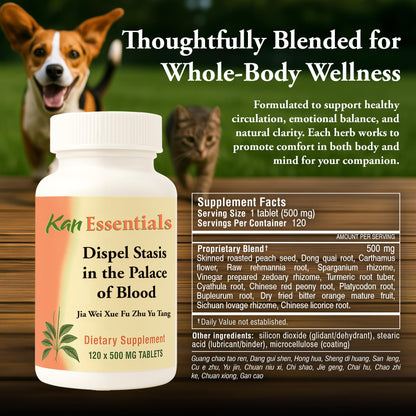 Kan Herb Company – Traditional Chinese Herbal Blend for Pets: Supports Circulation, Calms Behavior, Enzyme Balance (120 Tablets)