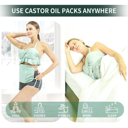 KANAV 2 Pack Castor Oil Pack Wrap – Organic Cotton, Breast & Waist (Oil Not Included)