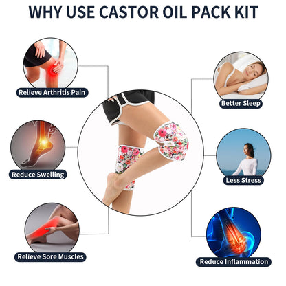 KANAV 2 Pack Castor Oil Pack Wraps – Organic Cotton Flannel, Reusable