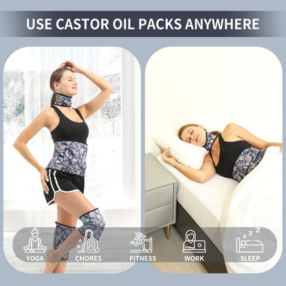 KANAV 4 Pack Castor Oil Wraps | 100% Organic Cotton Reusable Packs for Liver Detox, Inflammation & Sleep