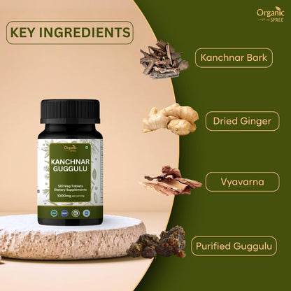 ORGANIC SPREE Kanchnar Guggulu 120 Tablets – Detox & Lymphatic Support, Ayurvedic, Vegetarian, ISO Certified