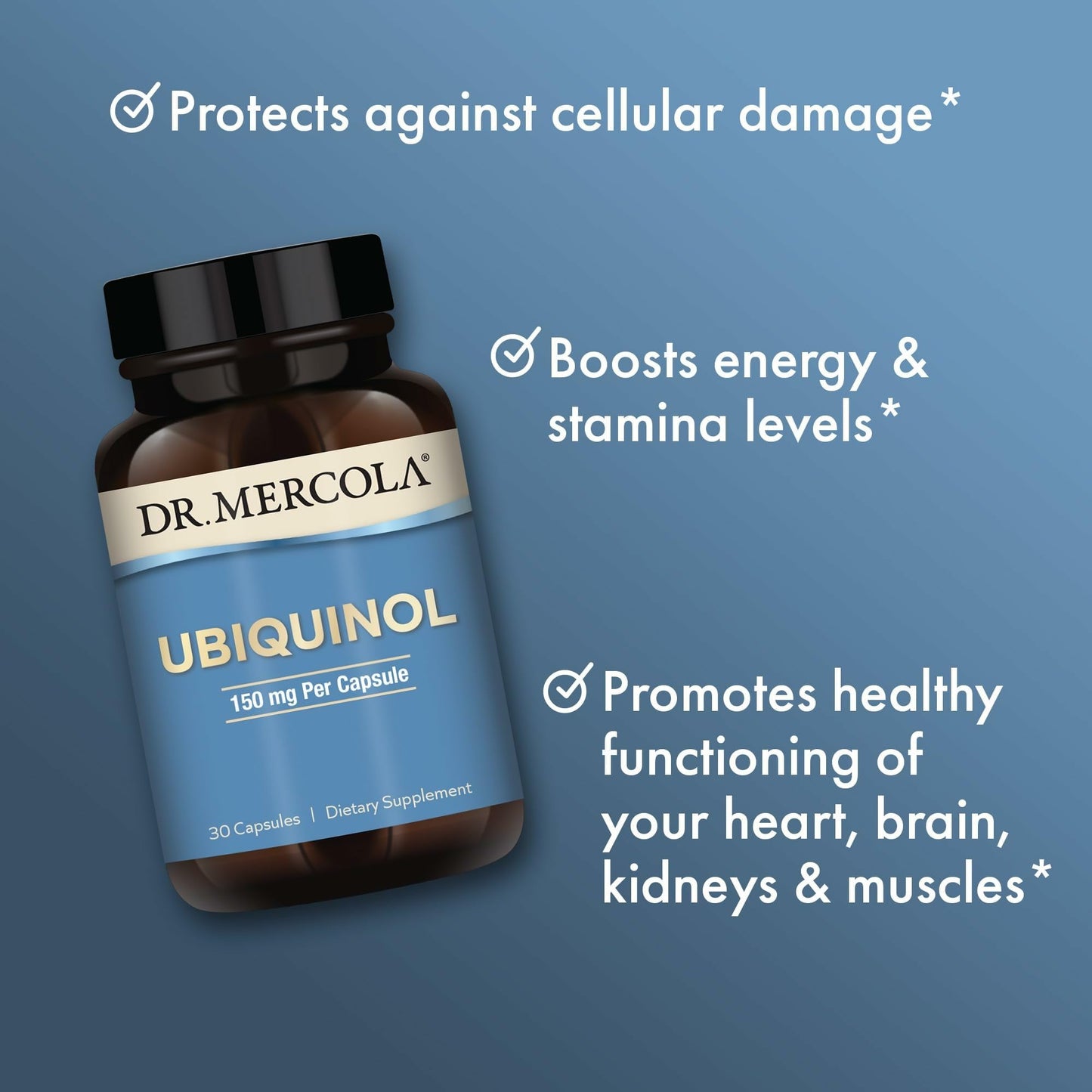Dr. Mercola Ubiquinol 150 mg, 30 Servings (30 Capsules) - Non-GMO Dietary Supplement