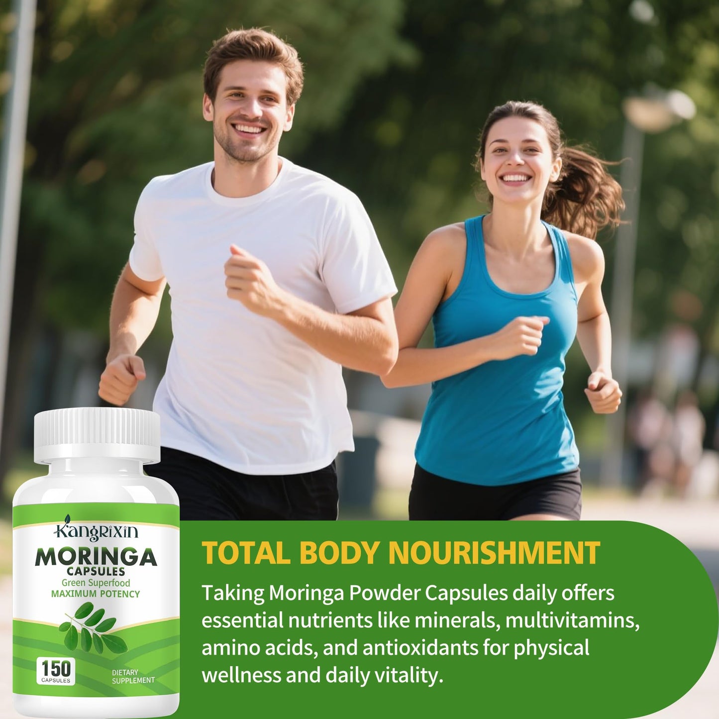 KangRiXin Moringa Capsules with Pure Moringa Powder | Skin Health and Immune Support | Non GMO, Gluten Free（150PCS）