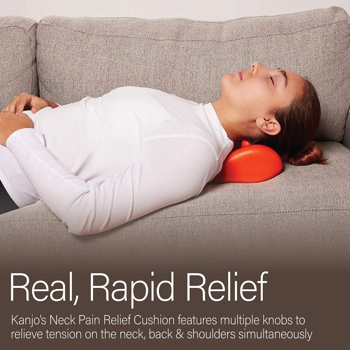 Kanjo Acupressure Neck Pain Relief Pillow | Cervical Traction & Relaxation | Orange