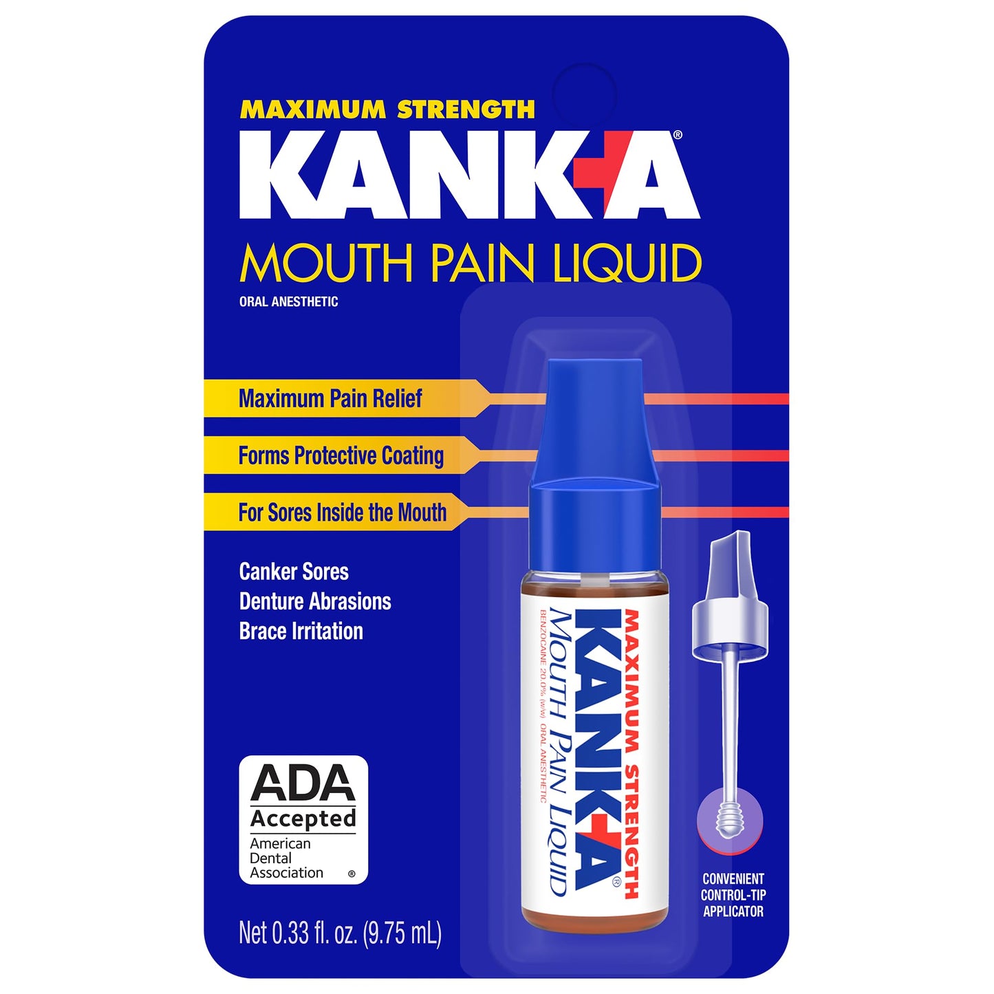 Kank-A Mouth Pain Liquid – Maximum Strength, 0.33 Fl Oz (Canker Sore Medicine)
