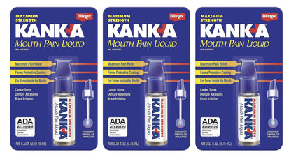 Kank-A Mouth Pain Liquid – Professional Strength, 0.33 oz (9.75 ml) Pack of 3
