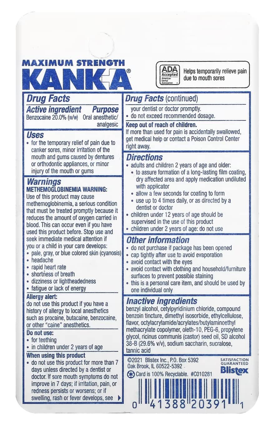 Kank-A Mouth Pain Liquid – Professional Strength, 0.33 oz (9.75 ml) Pack of 3