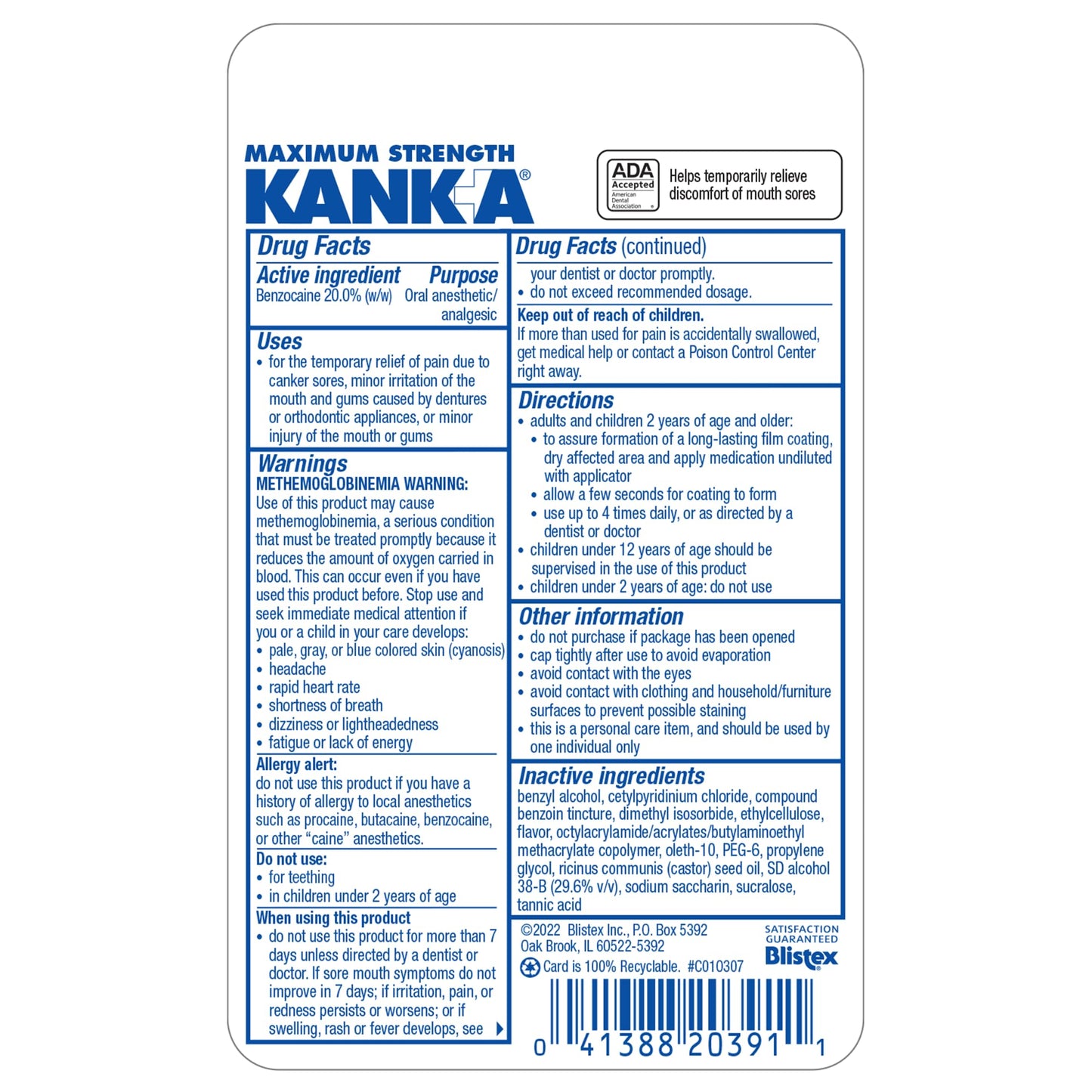 Kank-A Mouth Pain Liquid – Maximum Strength, 0.33 Fl Oz (Canker Sore Medicine)