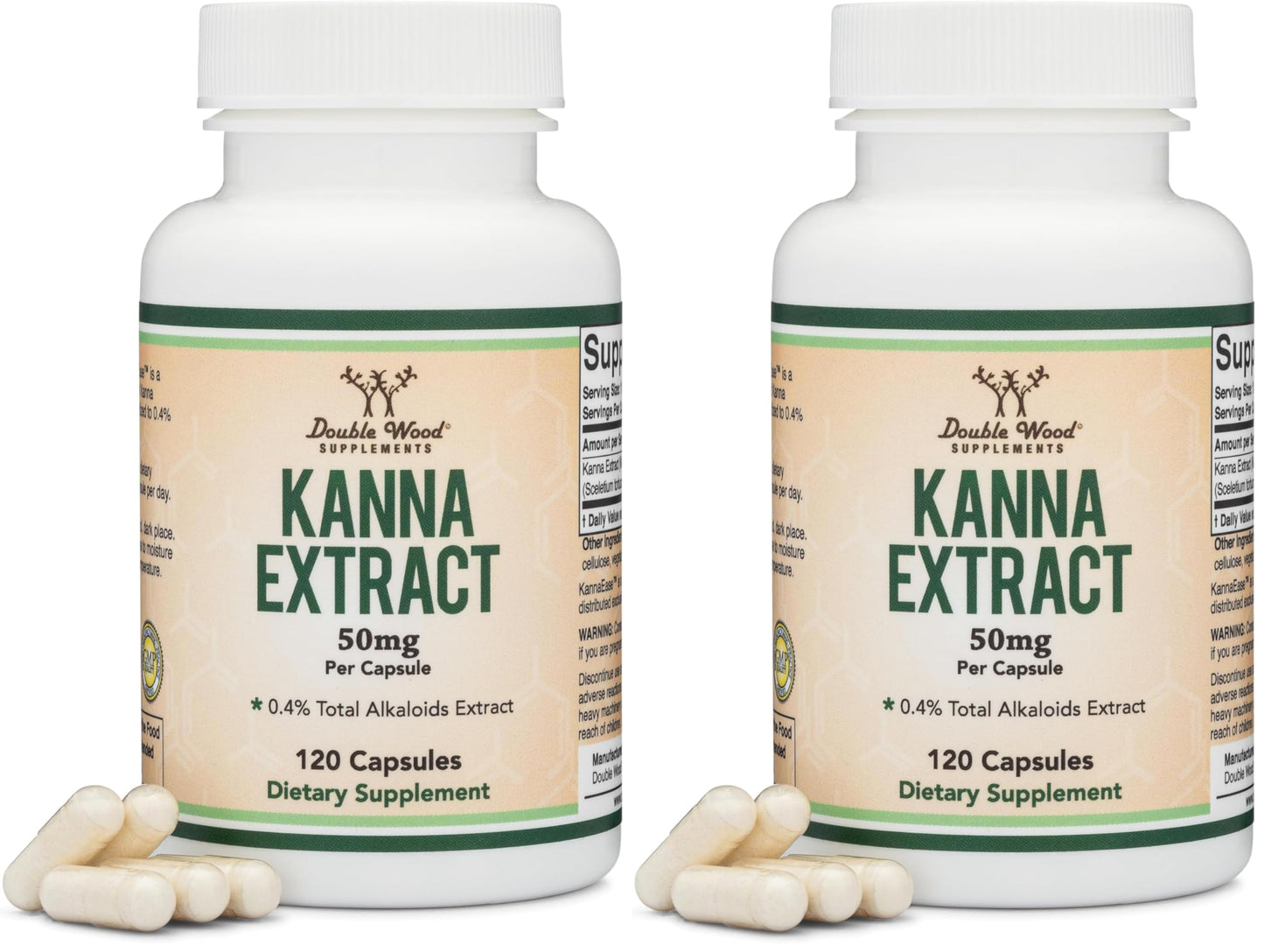 Kanna Extract Supplement 50mg – 120 Count (Pack of 2) – Double Wood | Non-GMO, Gluten Free, Vegan