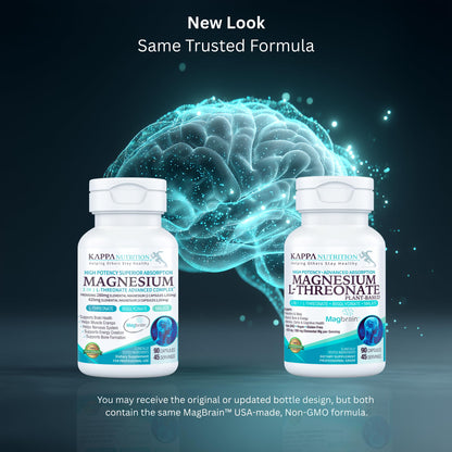 Kappa Nutrition Magbrain Magnesium L-Threonate – 420 mg Elemental Magnesium (3-Capsule Serving) | Plant-Based, 90 Vegan Capsules, Brain & Sleep Support