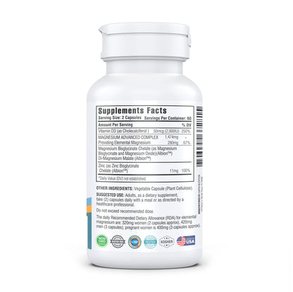 Kappa Nutrition Magnesium 4-in-1 (280 mg) with Zinc & Vitamin D3 | 120 Vegan Capsules