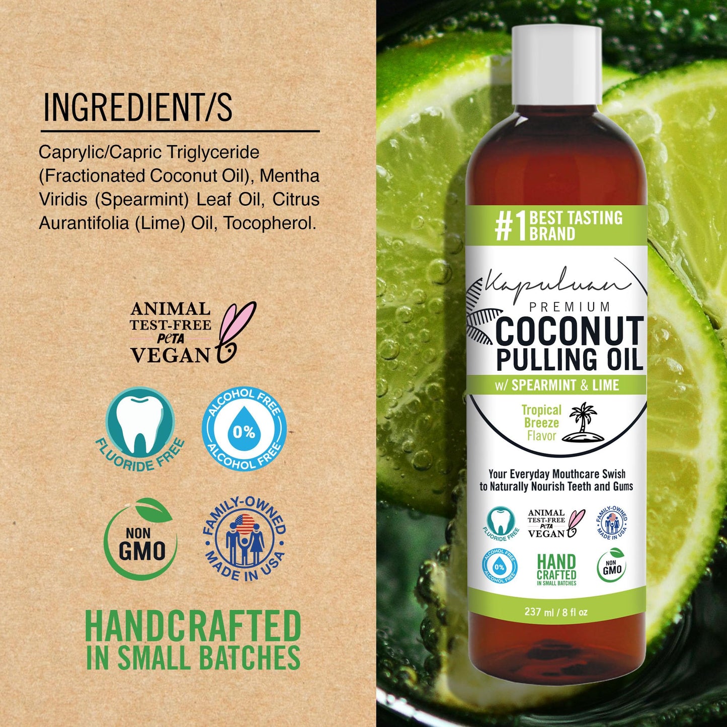 Kapuluan Coconut Oil Pulling Mouthwash – 100% Pure, Non-GMO, Ayurvedic