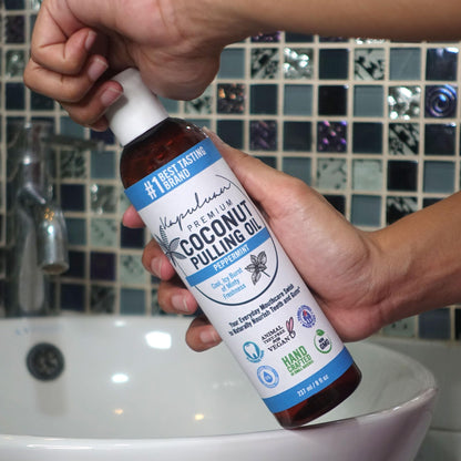 Kapuluan Coconut Oil Pulling for Teeth and Gums – Pure Peppermint Mouthwash, 100% Natural, Non-GMO, Ayurvedic