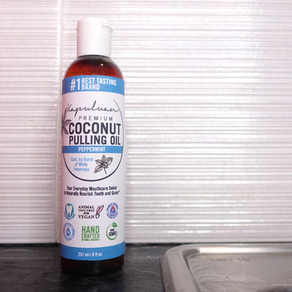 Kapuluan Coconut Oil Pulling for Teeth and Gums – Pure Peppermint Mouthwash, 100% Natural, Non-GMO, Ayurvedic