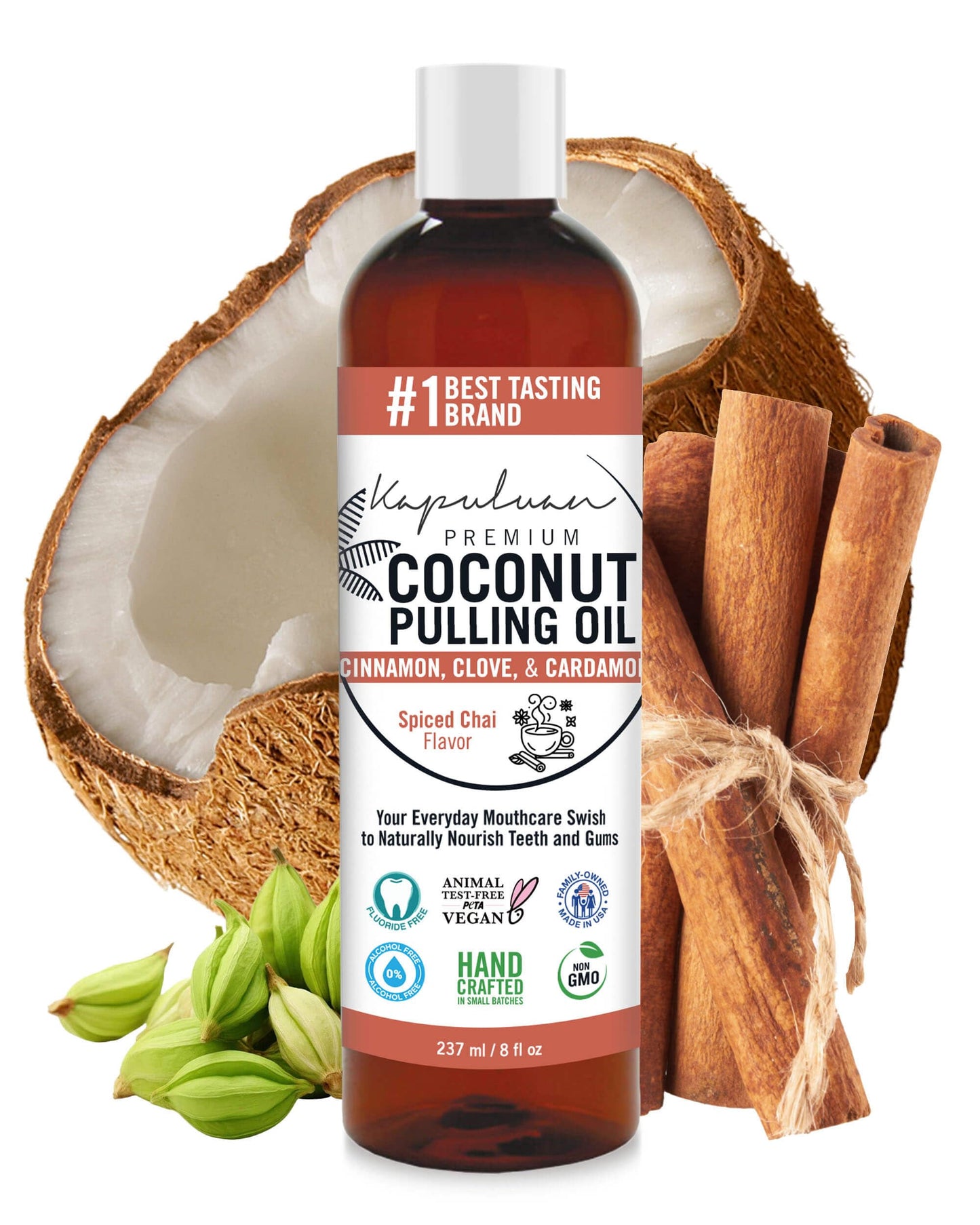 Kapuluan Coconut Oil Pulling Mouthwash for Teeth & Gums – Pure, Non-GMO Ayurvedic