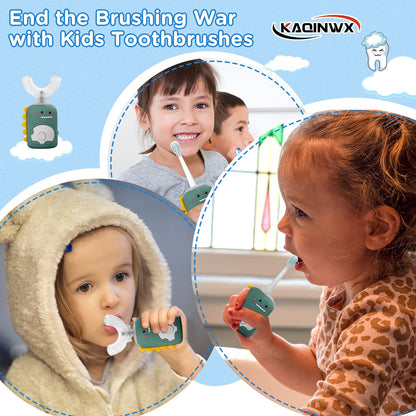 KAQINWX Kids U-Shaped Electric Toothbrush - 2-12 Years, 3 Modes, Dino Design